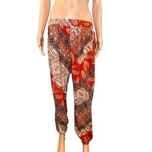 Emery Rose Harem Pants Gypsy Boho Revival Loose Festival Tapestry Pattern SZ M